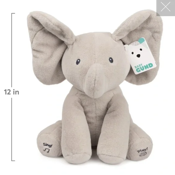GUND Baby Elephant Flappy Animated Plush Toy Sing & Play Peekaboo - Picture 7 of 7